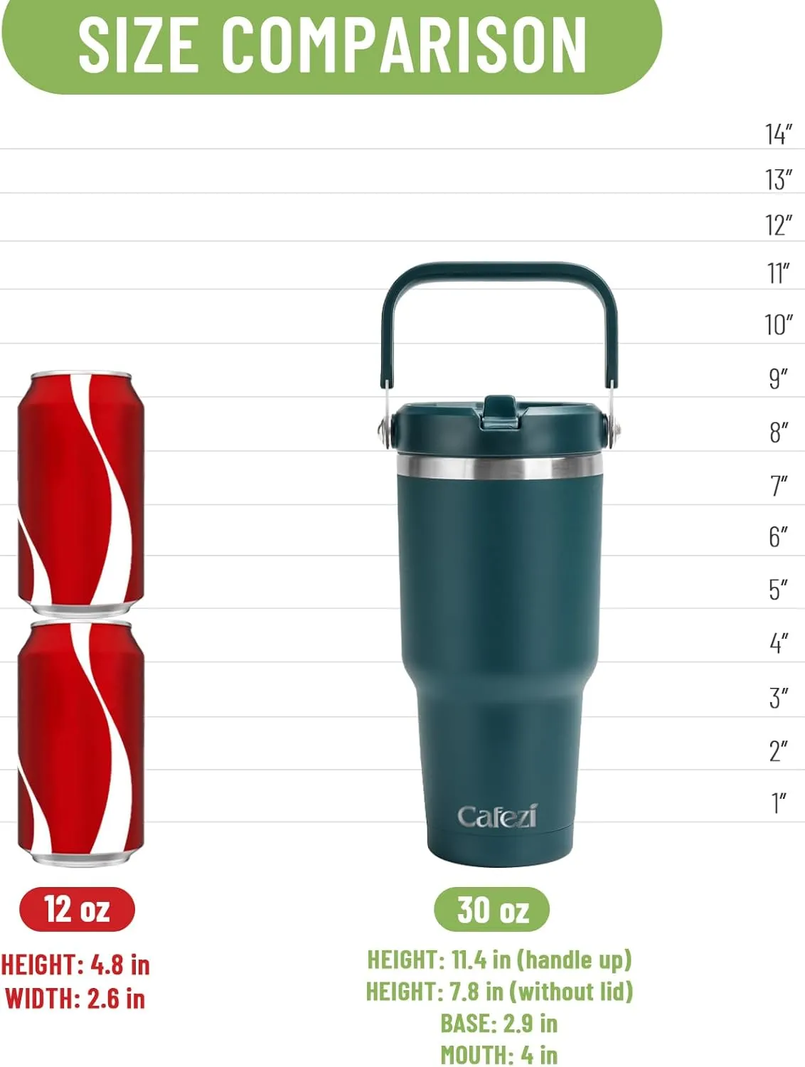 30oz Tumbler with Handle and Straw, Vacuum Insulated Tumblers with Flip Straw and Top Handle, Reusable Insulated Cup for Home, Outdoors, Leakproof, Fits in Cup Holder, Cold for 30 Hours