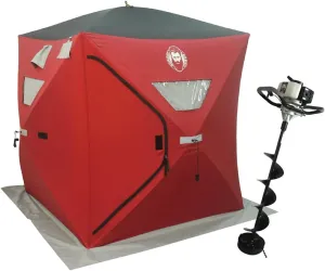 33cc Power Ice Auger and Portable Two Man Shelter Combo