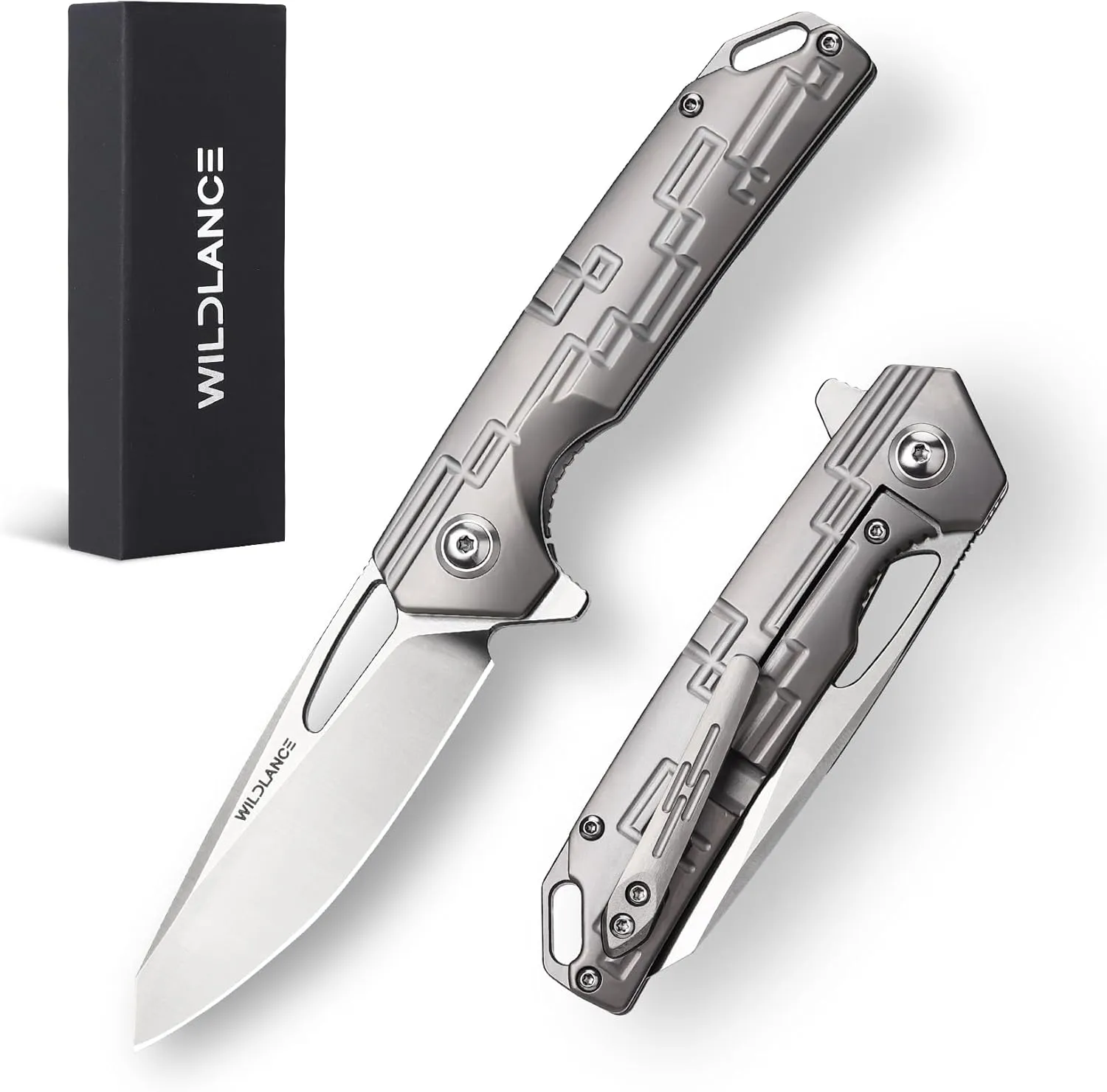 3.3" D2 Steel Blade Titanium Handle Small Pocket Knife for Men Folding Knife with Clip, EDC Folding Knife with Frame Lock, Sharp Camping Survival Hiking Knives PK-01