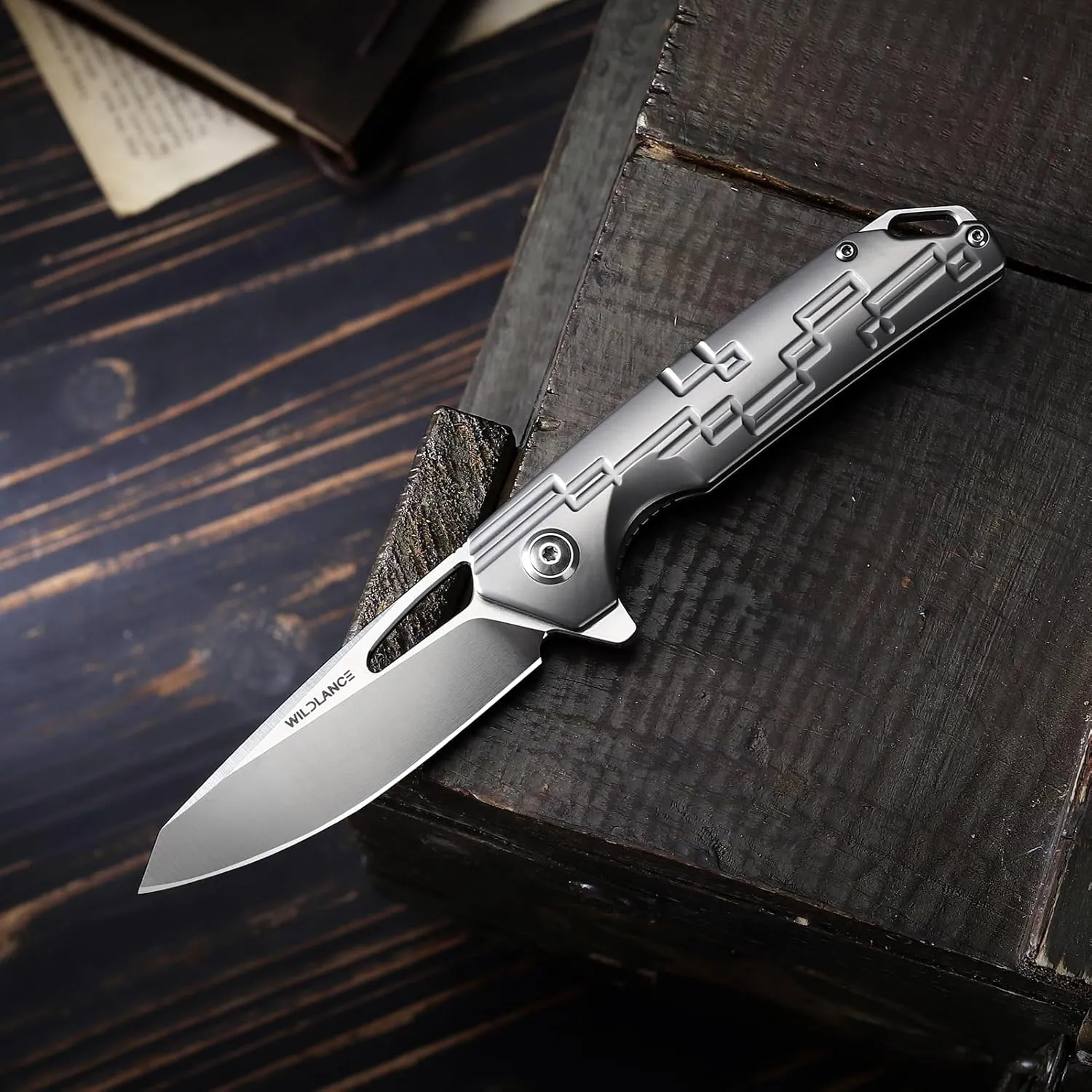 3.3" D2 Steel Blade Titanium Handle Small Pocket Knife for Men Folding Knife with Clip, EDC Folding Knife with Frame Lock, Sharp Camping Survival Hiking Knives PK-01
