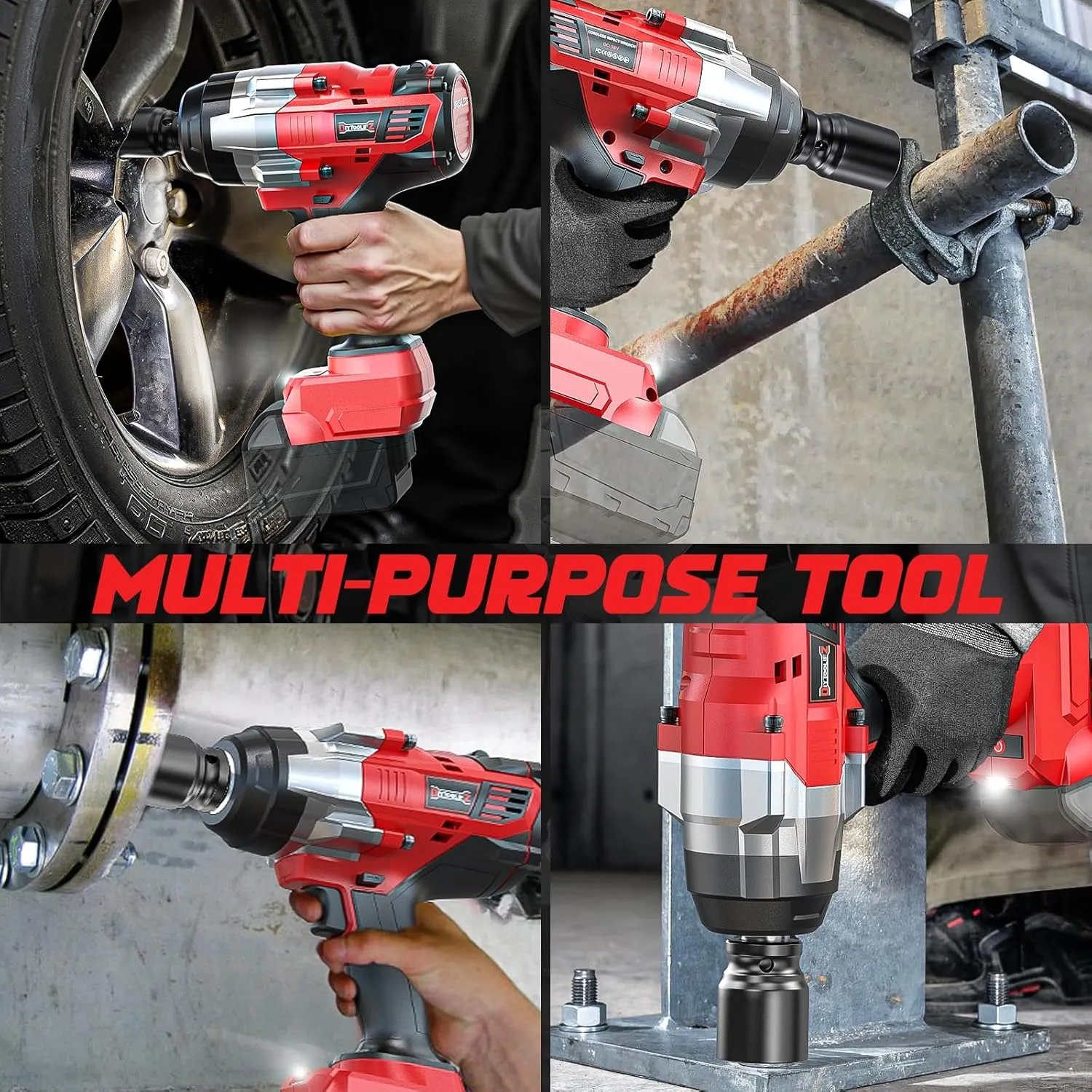3/4" Impact Wrench for Milwaukee 18V Battery: 1850FT-LBS(2500N.m) High Torque Impact Driver, 4-Speed Heavy Duty Cordless Impact with Auto-Stop Reverse for Car/Truck/Home/Mower(No Battery)