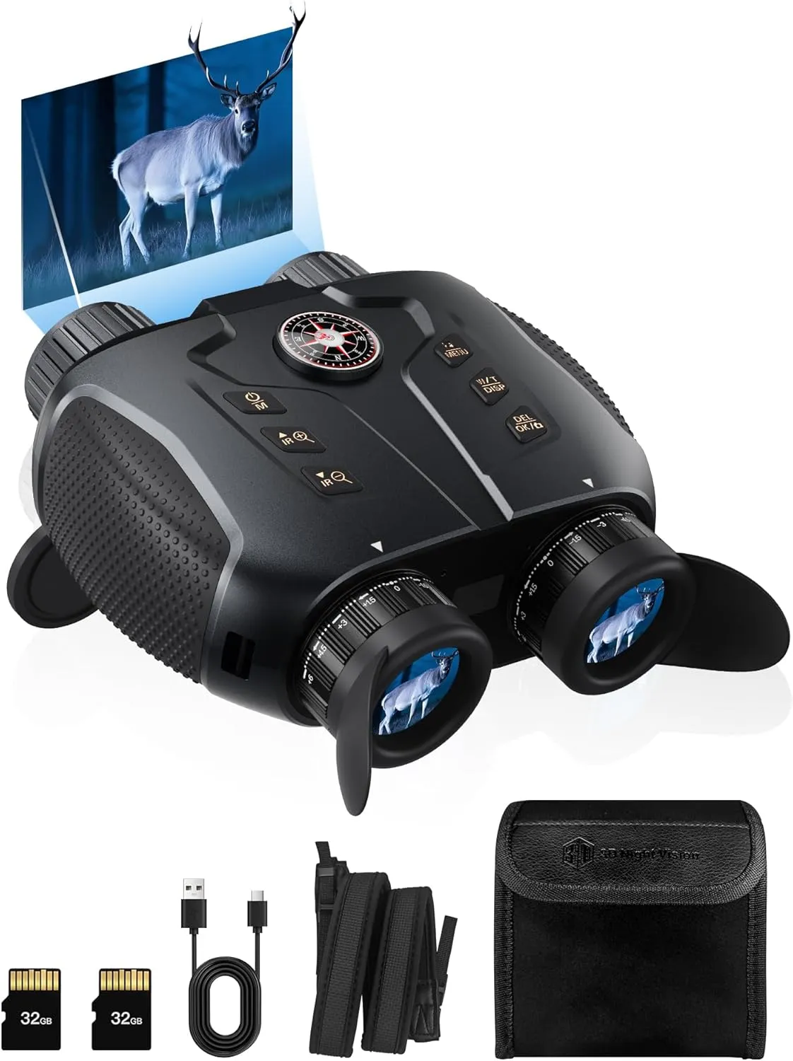 3D VR Night Vision Goggles - Infrared Night Vision Binoculars for Adults & Kids with 2297FT View Range, Compass, 5000mAh Battery, Diopter Adjustment, 6X Digital Zoom for Camping, Hiking, Concert