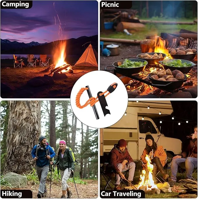 4 Pack Flint and Steel Fire Starter Kit, Magnesium Ferro Rod Fire Starter, 6-in-1 Flint Fire Starter Survival Tool for Campfires Emergency Survival Kits Hiking