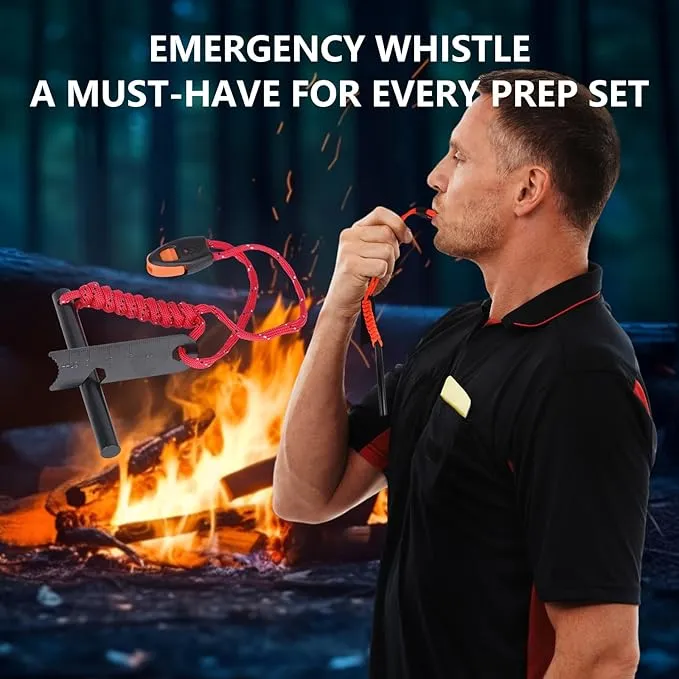 4 Pack Flint and Steel Fire Starter Kit, Magnesium Ferro Rod Fire Starter, 6-in-1 Flint Fire Starter Survival Tool for Campfires Emergency Survival Kits Hiking