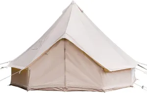 4 Season Cotton Canvas Yurt Tent with Stove Jacks, 5M/16.4ft Waterproof Canvas Bell Tent, Big Space Camping Yurt Style Tent for Family Camping Picnic