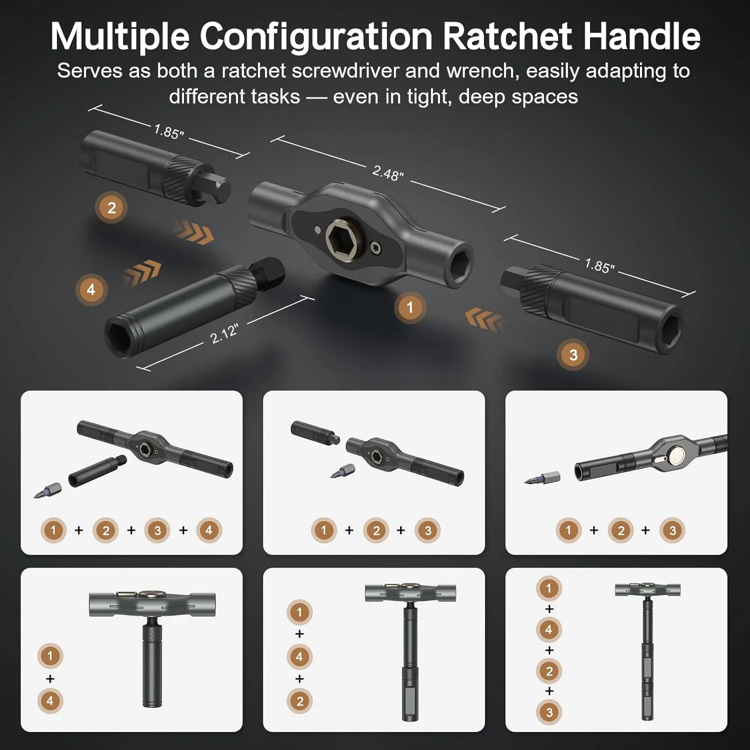 42 in 1 Magnetic Screwdriver Set, DIY Ratchet Screwdriver Set, Multi Bit Magnetic Drive Set with Detachable Ratchet Handle, Portable Compact Repair Tool Kit for Home Furniture Computer Bicycle