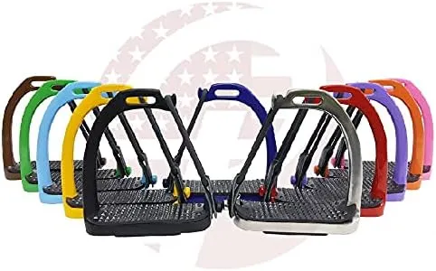 4'',4.25’’,4.50’’,4.75’’,5’’ Inch Rainbow Color Peacock Horse Stirrups Equestrian Safety Iron Fillis Stirrups for Adult/Children