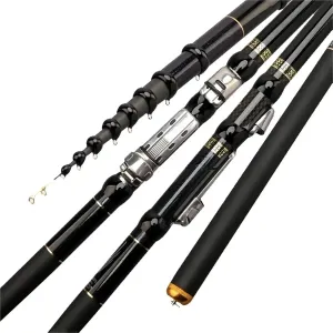 4.5M,5.4M,6.30M,7.2M Adjustable Positioning Fishing Rod Telescopic Portable 40T Carbon Fishing Spinning Ultra Light Hard Rock Rod for Outdoor