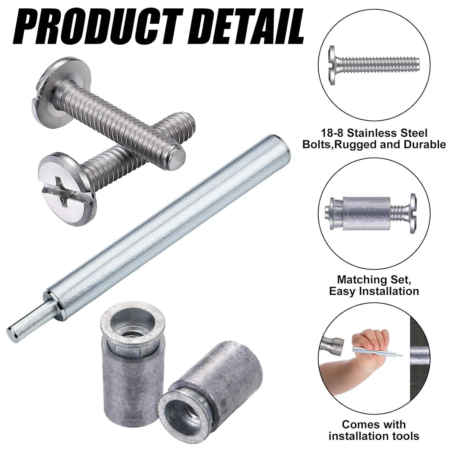 49 Piece Kit - Hurricane Shutter Hardware Hurricane Sidewalk Bolt Kit 18-8 Hardware Stainless Steel Bolt Combo with Masonry Anchors & Set Tool for Masonry Walls(1/4-20 x 1-1/4 Inch)