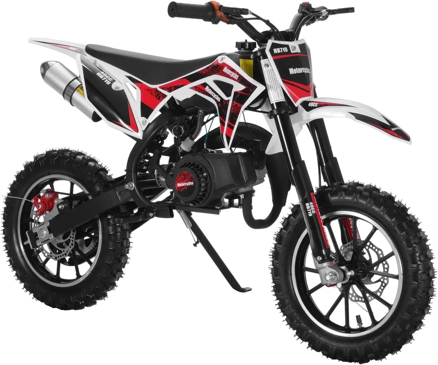 49cc 2-Stroke Mini Dirt Bike, Gas Powered Off Road Kids Motorcycle, Youth Pocket Trail Bike, Pitbike with Pull Start Engine, Front Rear Disc Brakes, Gift for Kids Black