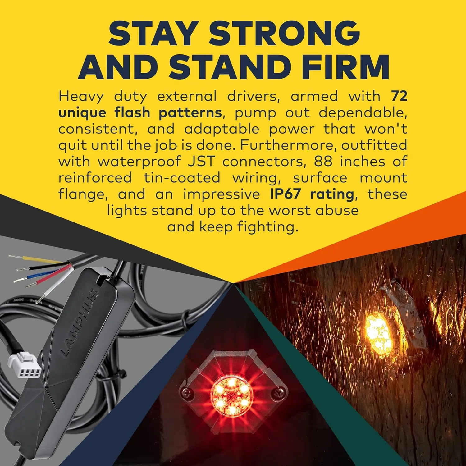 4pc SnakeEye III Amber LED Hideaway Strobe Light [SAE Class 1] 12V 1 Inch Round Waterproof Wig Wag Emergency Flashing Hide Away Fire Police Light Bulb For Service Construction Work Truck Vehicle Car