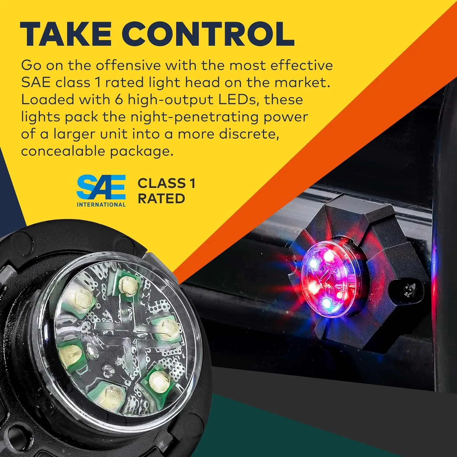 4pc SnakeEye III Amber LED Hideaway Strobe Light [SAE Class 1] 12V 1 Inch Round Waterproof Wig Wag Emergency Flashing Hide Away Fire Police Light Bulb For Service Construction Work Truck Vehicle Car