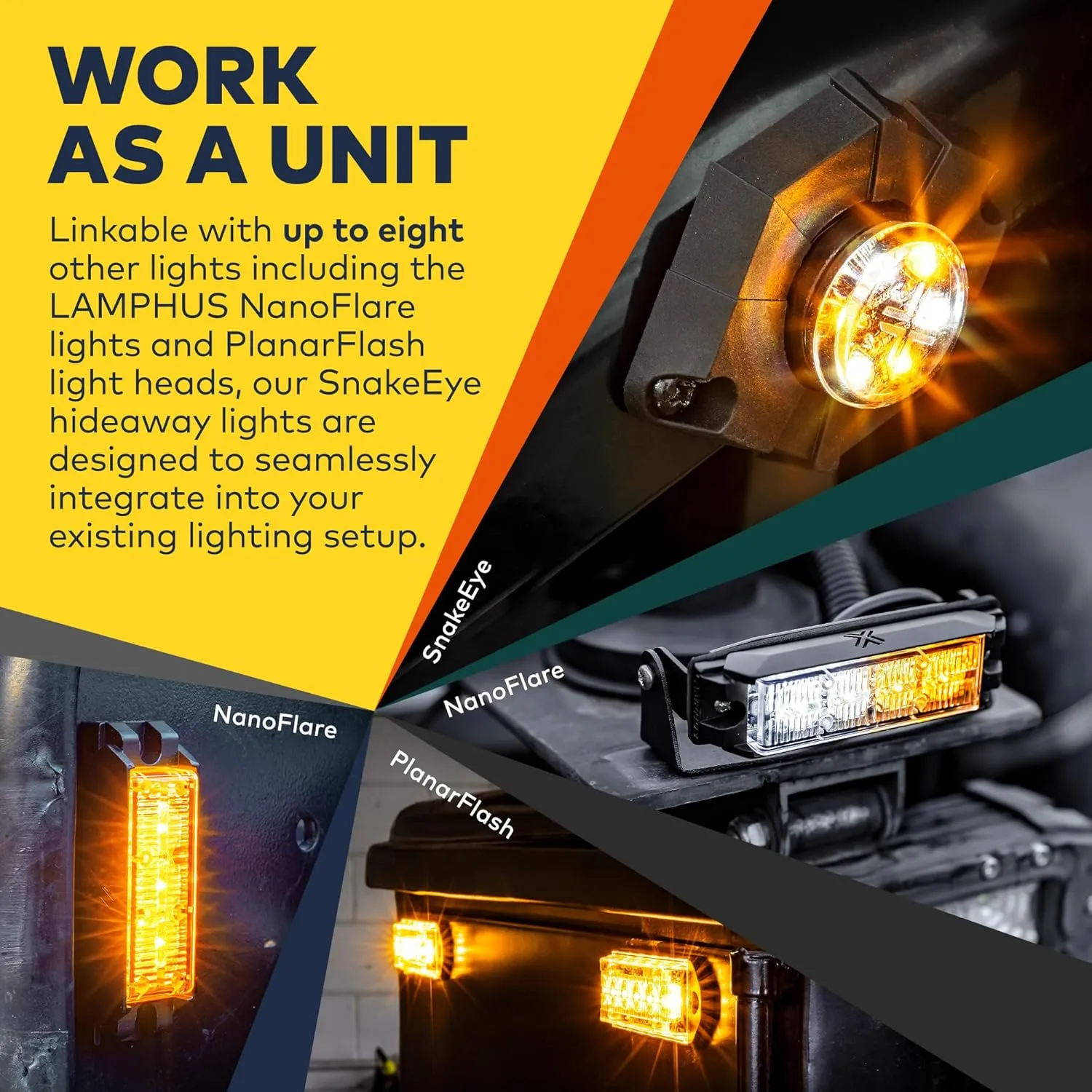 4pc SnakeEye III Amber LED Hideaway Strobe Light [SAE Class 1] 12V 1 Inch Round Waterproof Wig Wag Emergency Flashing Hide Away Fire Police Light Bulb For Service Construction Work Truck Vehicle Car