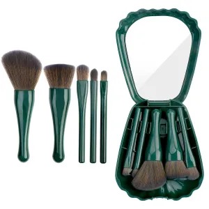5-in-1 Mini Makeup Brush Set for Face & Eyes | Travel-Friendly Cosmetic Kit for Foundation, Blush, Eyeshadow & Powder | Compact & Portable Beauty Tool for Women & Girls (multicolor)