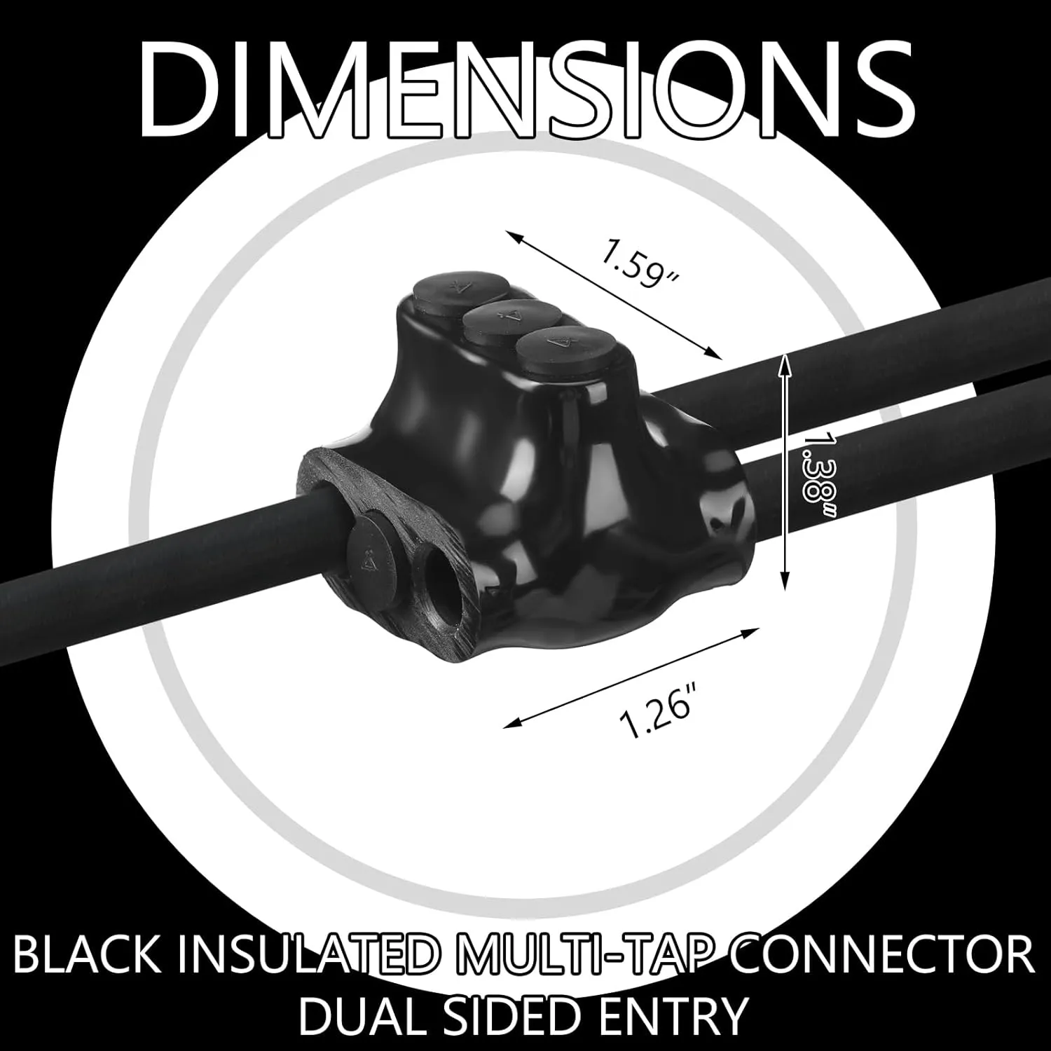 5 Pack Black Multi Cable Connector Insulated Multi Tap Connector 3 Wire Port Splice Dual Sided Entry Prefilled with Oxide Inhibitor (4-14awg)