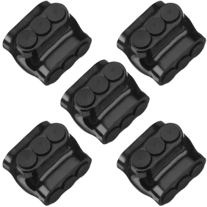 5 Pack Black Multi Cable Connector Insulated Multi Tap Connector 3 Wire Port Splice Dual Sided Entry Prefilled with Oxide Inhibitor (4-14awg)
