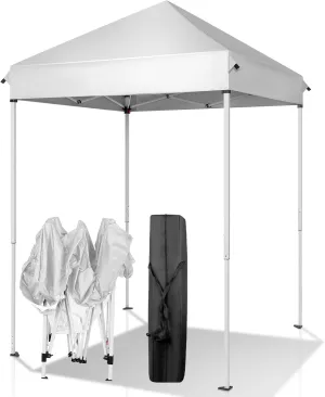 5 x 5ft Outdoor Pop Up Folding Tent, Portable Instant Canopy Tent with 3 Height Adjustable Legs and Carry Bag, Lightweight Waterproof Outdoor Camping Sun Shelter for Party Events Beach, Easy Setup