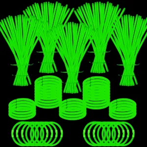 500 PCS Green Glow Sticks Bracelets Necklaces 8" Glowsticks with Connectors Bulk Glow in The Dark Party Supplies Light Up Neon Party Favor for Christmas New Year St. Patrick’s Day Birthday