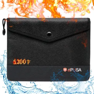 5200℉ Fireproof Document Bag,Waterproof with Heat Insulated,Fireproof Money Bag with Zipper Closure for Cash, Important Documents and Valuables,Passport Holder 11" X 7.7"(Black)