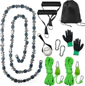 53 Inch High Limb Rope Saw for High Branches with 68 Sharp Teeth Double-Sided Blade, Hand Chainsaw with Throwing Ball，Pulleys with Locking Buckles，Rubber Handles, Thickened Ropes，Backpack Bag