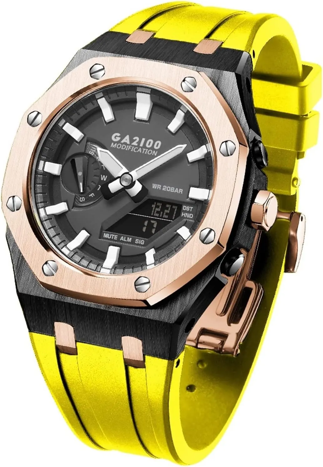 5rd For GA-B2110 GA2100 Mod Kit Metal Watch Bezel Soft Silicone Strap Watch Modding Replacement Accessories