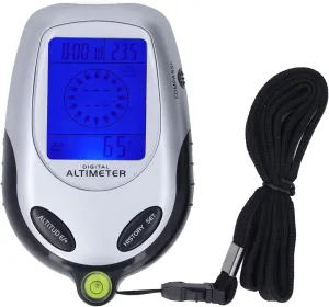 6 in 1 Multifunctional Digital Altimeter Barometer Thermometer with Clock for Outdoors, Featuring Weather Forecast, Electronic Compass, and Easy Carrying Design