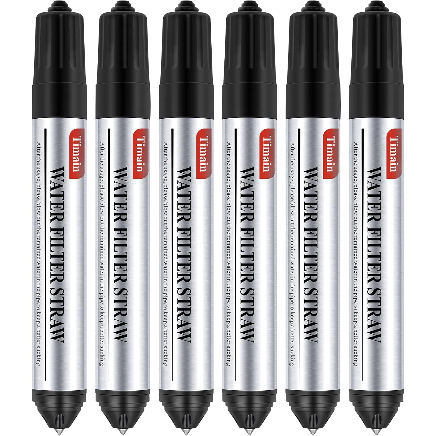 6 Pack Timain Mini Water Filter Straws,Water Purifier Survival for Emergency Preparedness,Break Glass,Travel,Camping, Hiking,Fishing,Hunting (6)