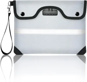 6200°F Fireproof Document Bag with Lock, 11.4 x 8.3 Inch Fire Proof Bag for Documents, Fire Proof Money Bags with Zipper Envelope, Water Resistant Fireproof Pouch Cash for Envelope Silver