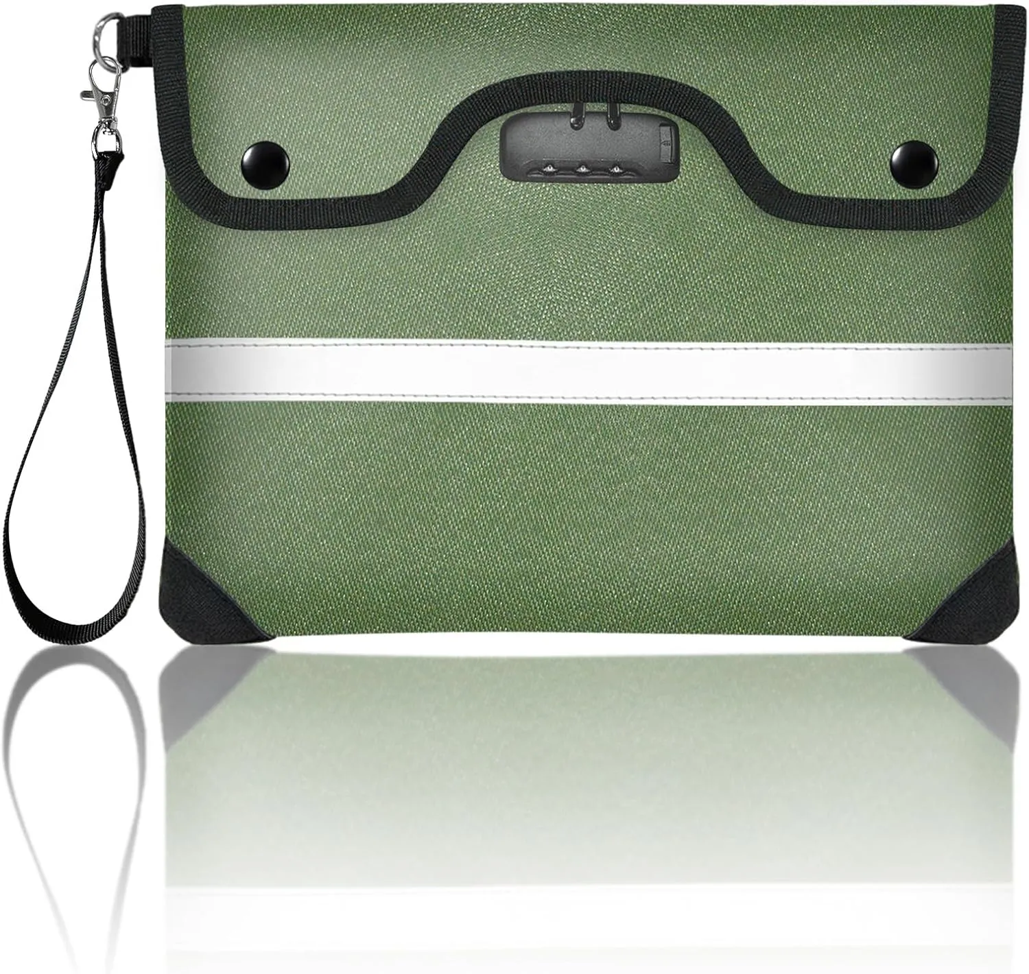 6200°F Fireproof Document Bag with Lock, 11.4 x 8.3 Inch Fire Proof Bag for Documents Storage, Water Resistant Fire Proof Money Bags with Zipper, Fireproof Pouch Cash for Envelope Green