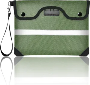 6200°F Fireproof Document Bag with Lock, 11.4 x 8.3 Inch Fire Proof Bag for Documents Storage, Water Resistant Fire Proof Money Bags with Zipper, Fireproof Pouch Cash for Envelope Green