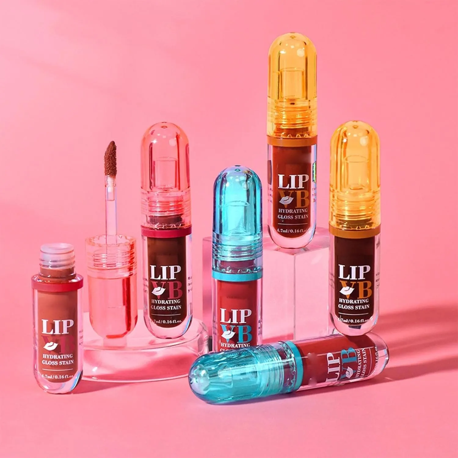 6PCS Hydrating Lip Glow Oil Set, Long Lasting Waterproof Non-Stick Cup Lip Glaze Set, Mirror Liquid Lipsticks Brighten Plumping Lipstick, Gloss Liquid Lipstick for Women (Color, 6 pcs)