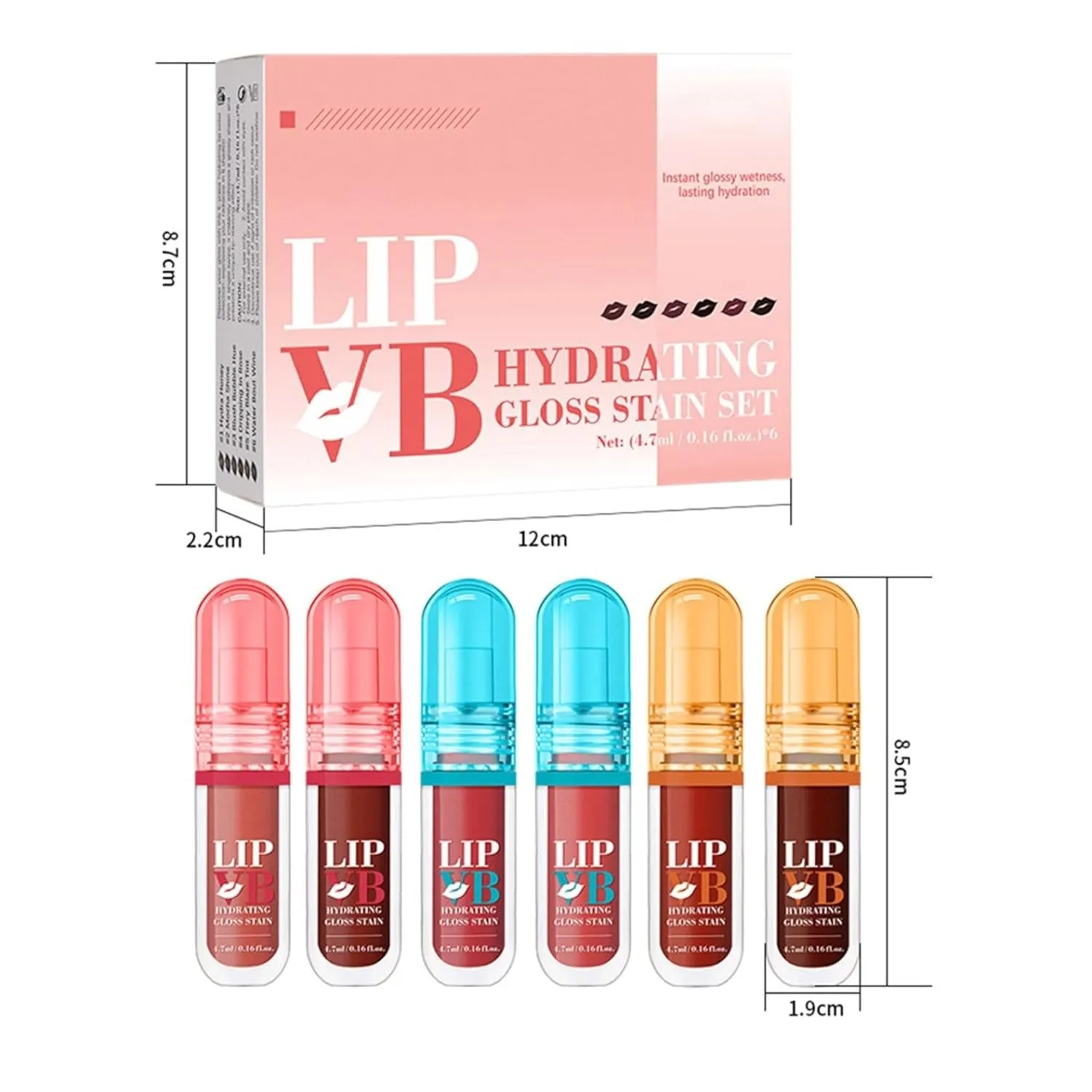 6PCS Hydrating Lip Glow Oil Set, Long Lasting Waterproof Non-Stick Cup Lip Glaze Set, Mirror Liquid Lipsticks Brighten Plumping Lipstick, Gloss Liquid Lipstick for Women (Color, 6 pcs)