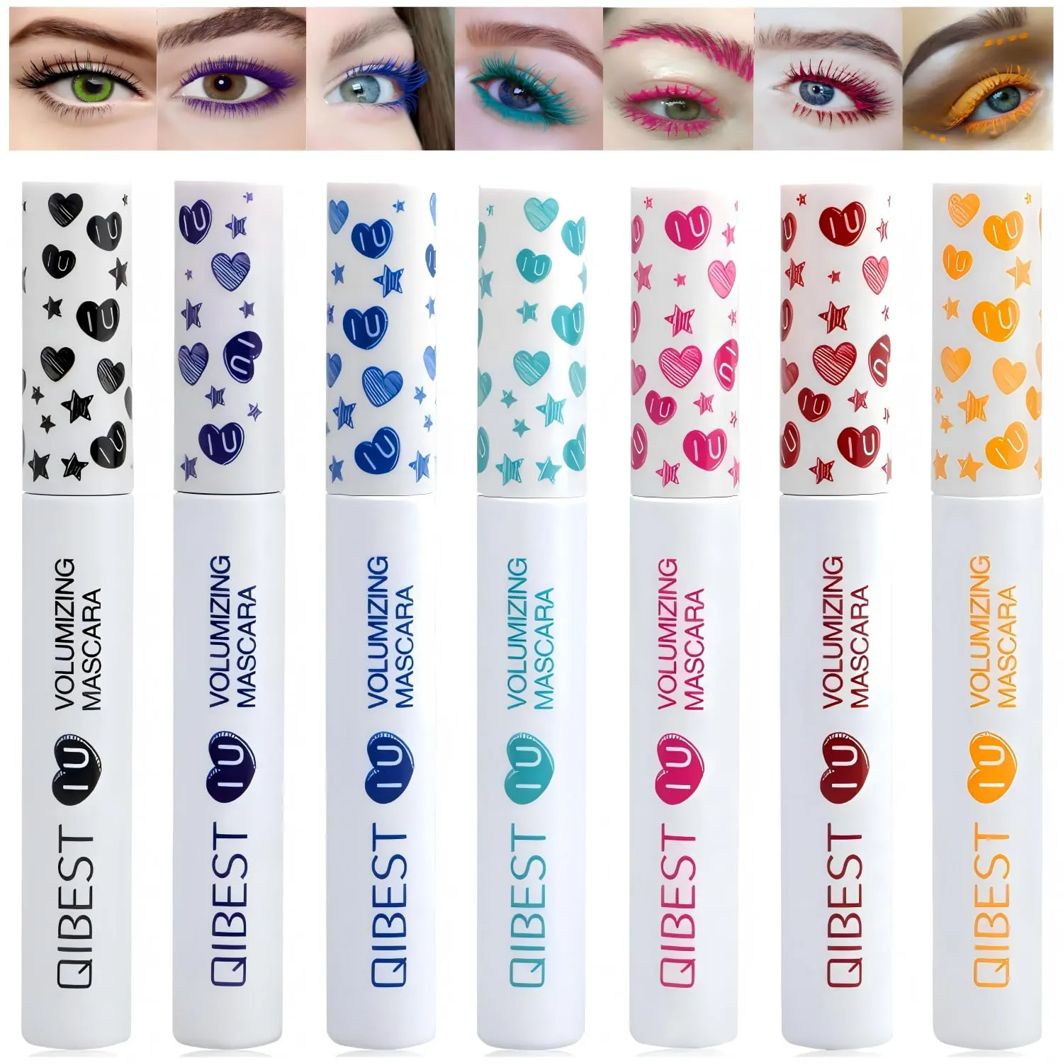 7 Colors Waterproof Mascara - Sweatproof & Smudgeproof Vibrant Colored Mascara Kit for Bold Eye Looks | Long-Lasting 7 Shades for Dramatic Lashes