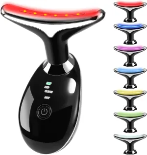 7-in-1 Face Massager Tool for Skin Care, Multi-Function Electric Red Light Therapy for Face, Wrinkles, Double Chin (Black)