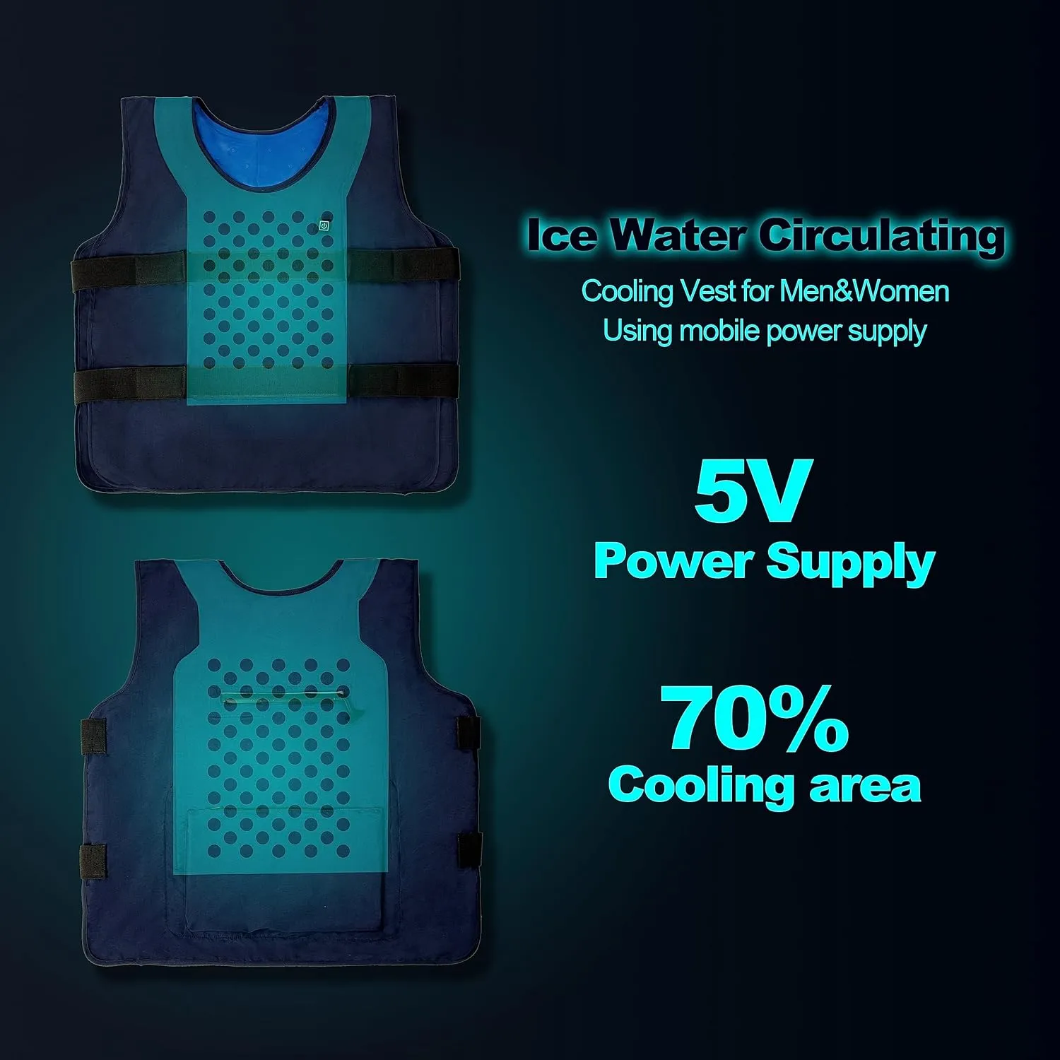 7117 Cooling Vest for Men & Women, Ice Water Circulating, Summer Adjustable, With Portable Power Supply