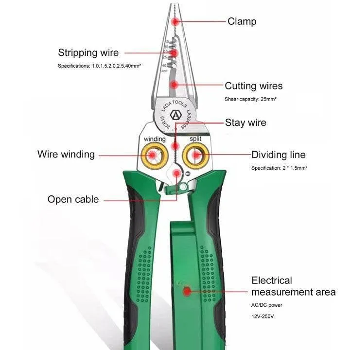 8-in-1 Wire Stripping Pliers - Multi-Tool Electrician Tool