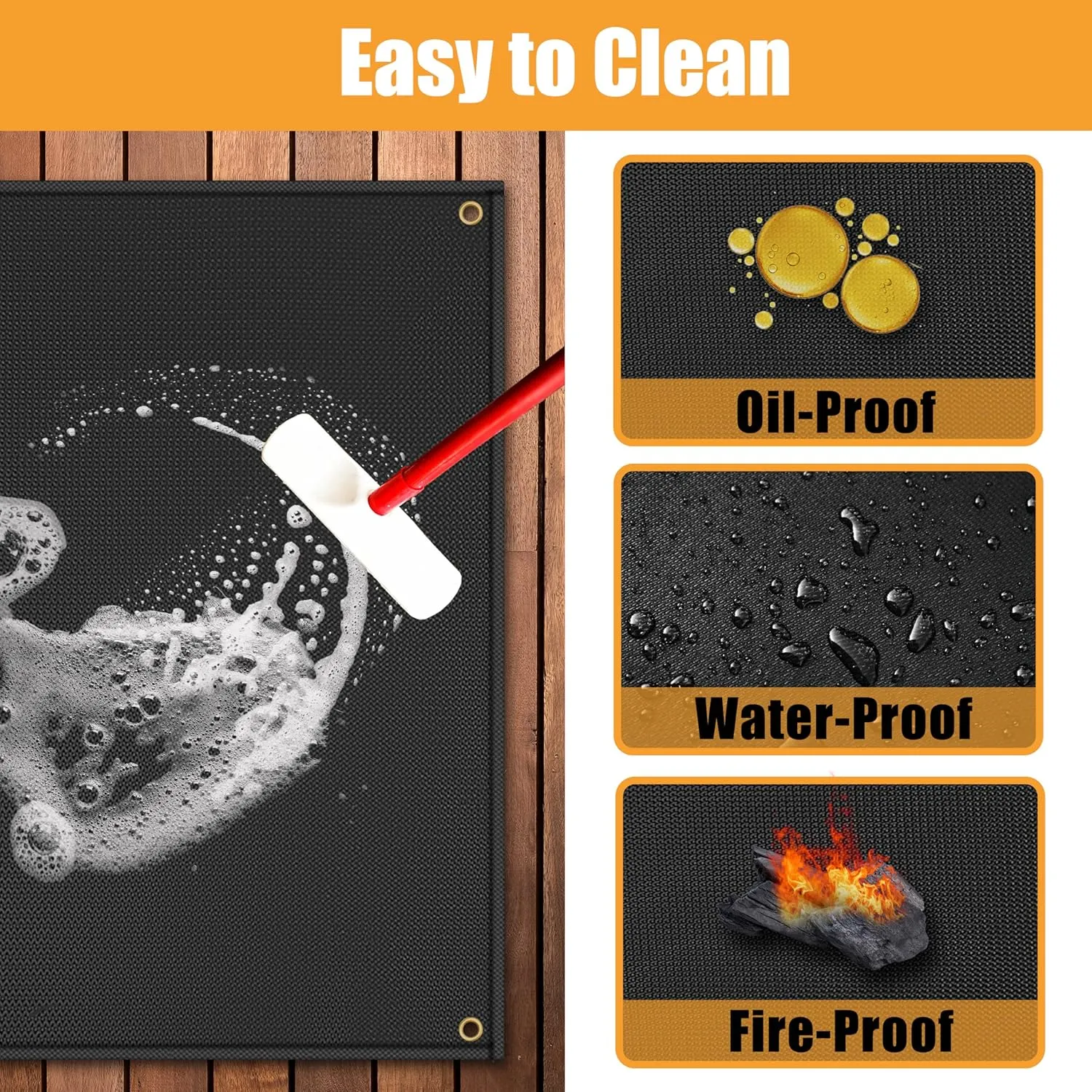 90 x 48 in Extra Large Grill Mat for Outdoor Grill - Grilling Mats for Outdoor Grill to Protect The Deck, Patio, Pavers - Easy to Clean BBQ Mats - 0.6mm