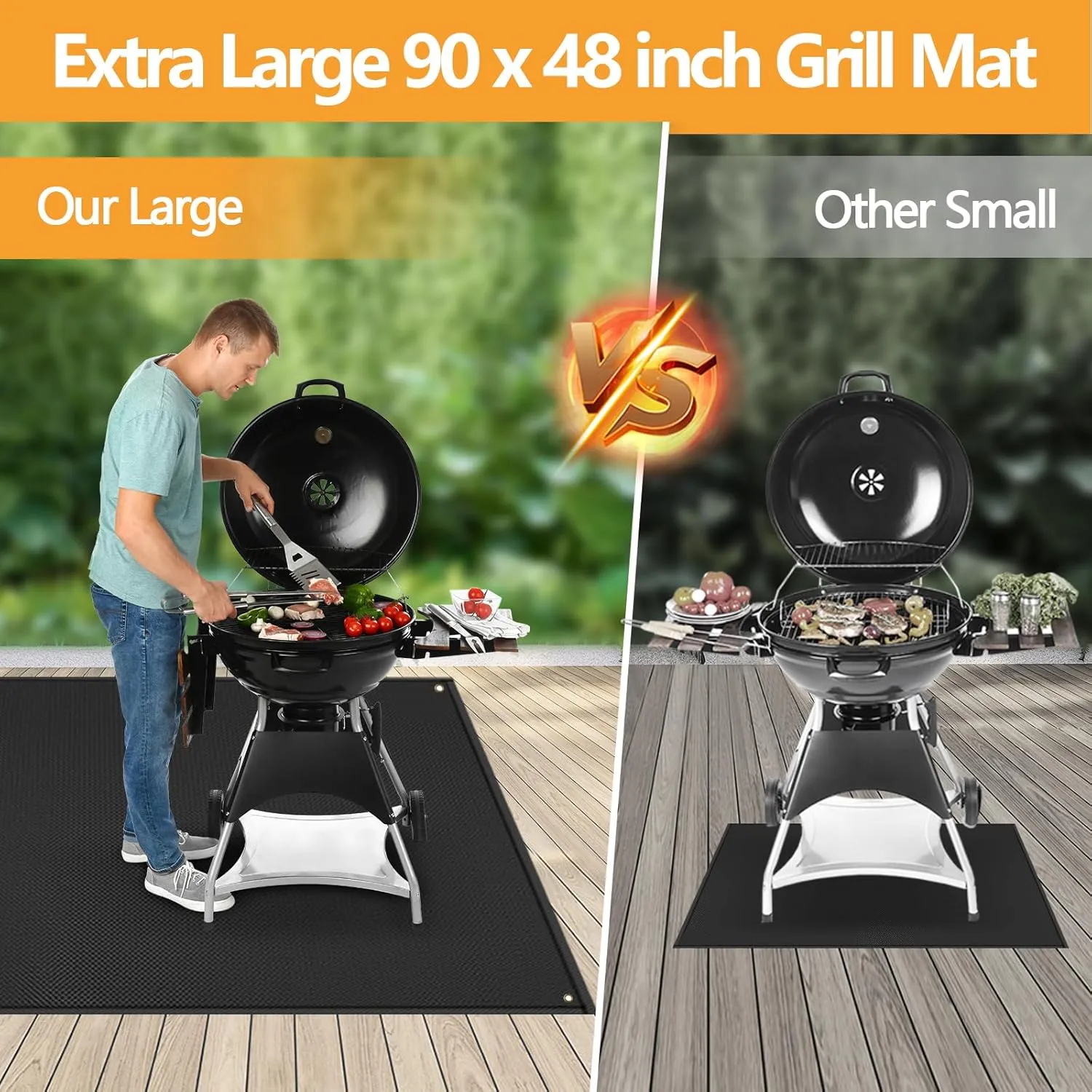 90 x 48 in Extra Large Grill Mat for Outdoor Grill - Grilling Mats for Outdoor Grill to Protect The Deck, Patio, Pavers - Easy to Clean BBQ Mats - 0.6mm