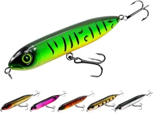 9KM Saltwater Topwater Fishing Lures 6-Pack Popper Lure Set with Triple Hooks for Bass Top Water Lures Fishing Lures Bass