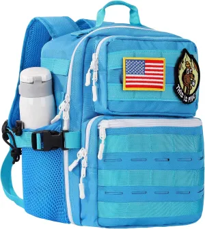 9L Mini Tactical Backpack Small Military Gym Backpack for Men Women Molle Daypack Camping Backpack with Patch(Turquoise)