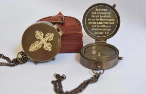 AASIYA Be Strong and Courageous Engraved Compass - Confirmation Gift Compass - Baptism Gifts Joshua 1:9 - Religious Gifts for Kids - Birthday Gift to Son & Daughter