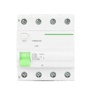 AC Type RCCB Electromagnetic Residual Current Circuit Breaker AC ELCB 4 Pole 16A 25A 40A 63A RCD 30mA 100mA 300mA U(4 Pole 100mA,63A)