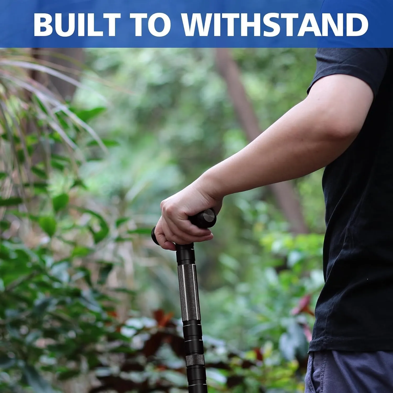 aiGear Tactical Stick Hiking Walking Staff - Trekking Poles Outdoor Tactical Staff Adjustable Hiking Stick for Survival Camping Hiking