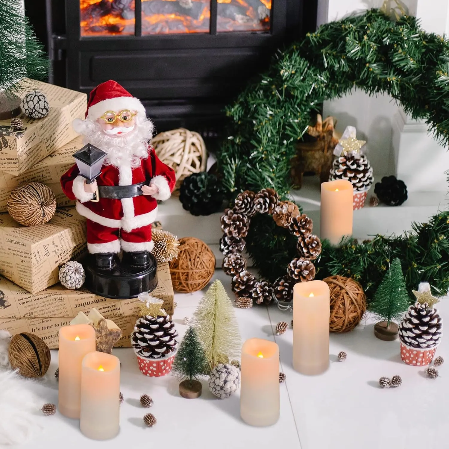 Aignis 24pcs Flameless LED Candles Battery Operated with 10-Key Remote Timer, Outdoor Waterproof Electric Lights, Warm Flickering Glow for Cozy Home/Wedding/Holiday Décor (D2.2'' x H4''/5''/6''/7'')