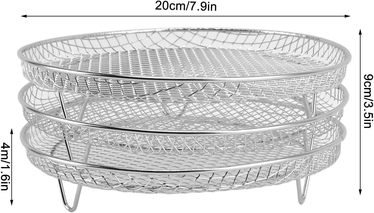 Air Fryer Rack, Fryer Rack Set Cooling Air Accessories Multi Layer Dehydrator Accessories (Round)