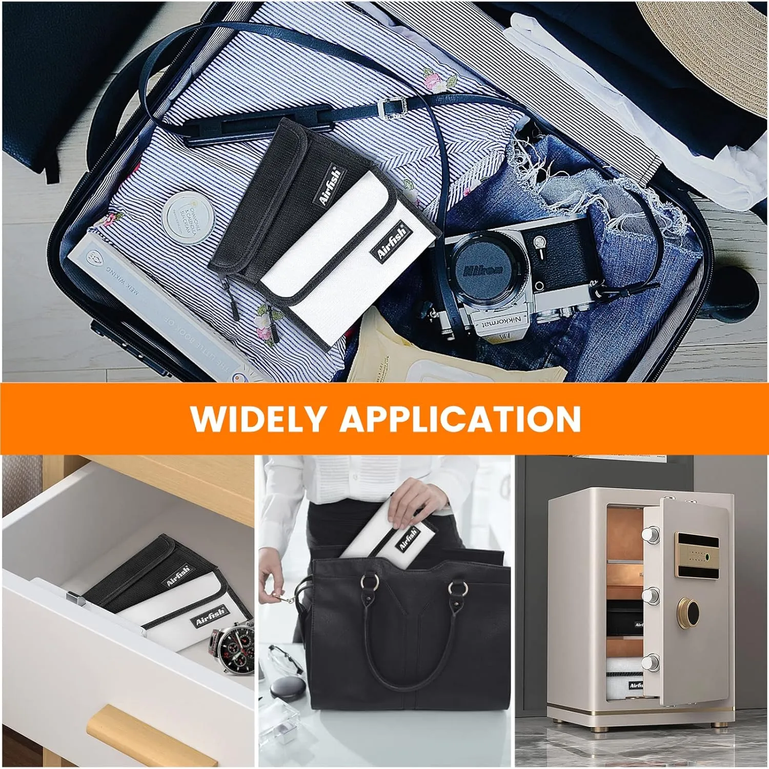 Airfish Fireproof Money Bag, 5 x 8 inches Fireproof Wallet, Waterproof Cash Bag with Zipper, Small Fireproof Cash Bag for Valuables