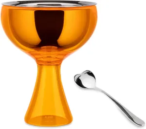 Alessi Big Love Ice Cream Bowl and Spoon, One size, Orange