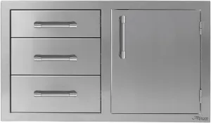 Alfresco 32-Inch Stainless Steel Right-Hinged Soft-Close Door & Triple Drawer Combo - Axe-DDC-R-SC