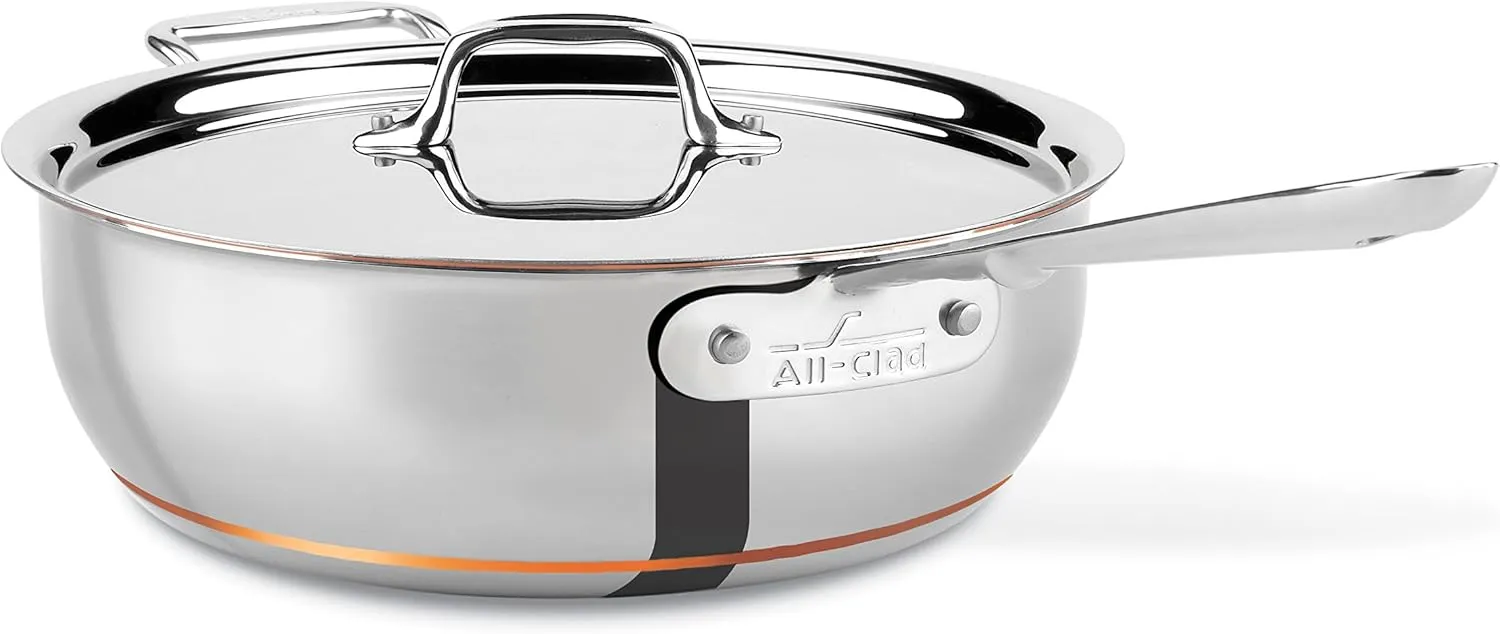 All-Clad 61211SSEURO Copper Core Sauté Pan, Conical with Lid, 28.4 cm, 4 L, Stainless Steel, Suitable for Induction Cookers