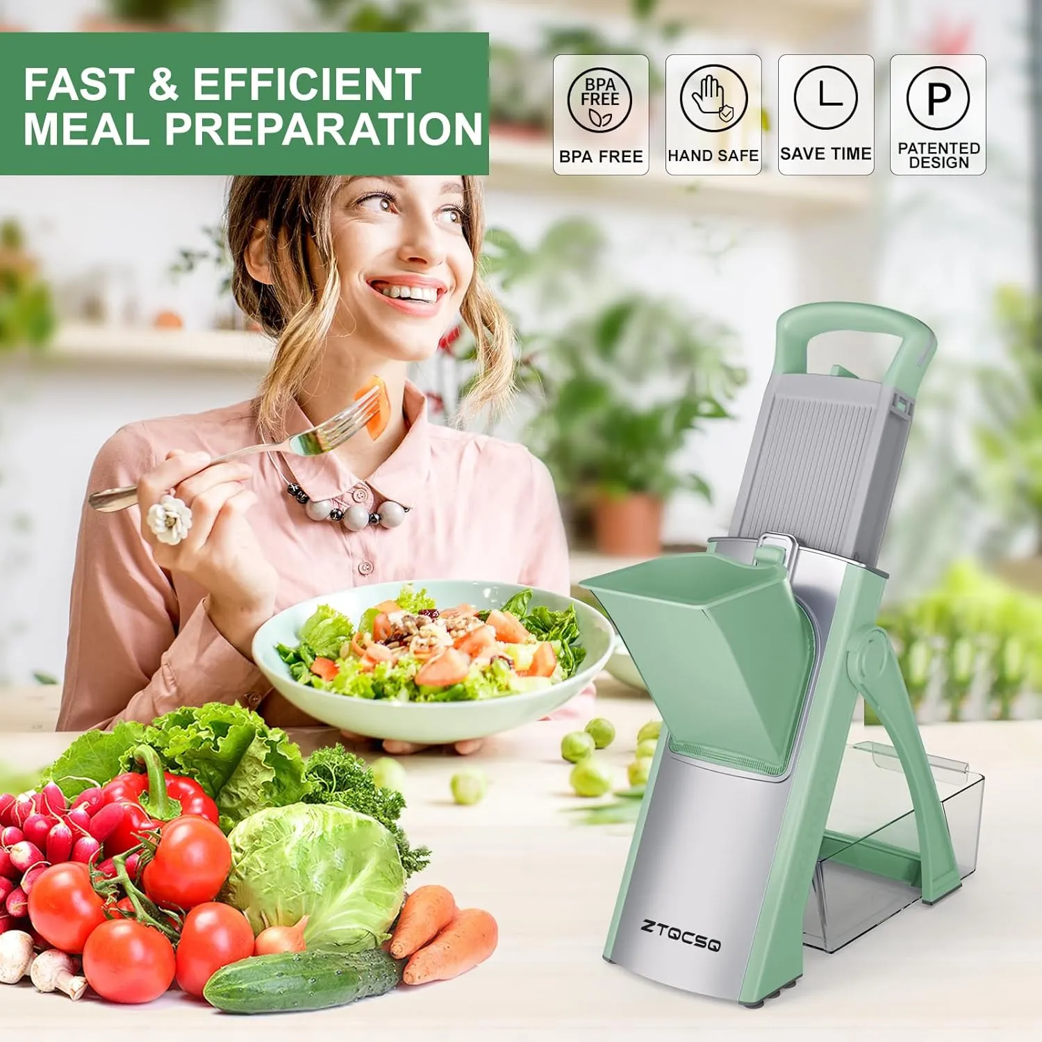 [All in 1] Upgraded Version Mandoline Slicer for Kitchen & Adjustable Mandolin. Detachable Blade, Cut Slicing, Strips, Shredding, Dicing, Chop Kitchen Vegetable Chopper